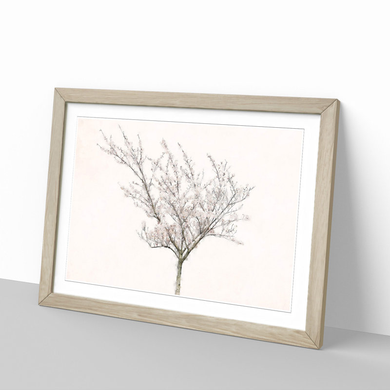 A Pink Cherry Blossom Tree - Picture Frame Painting Print, 62cm H x 87cm W x 2cm D, Oak