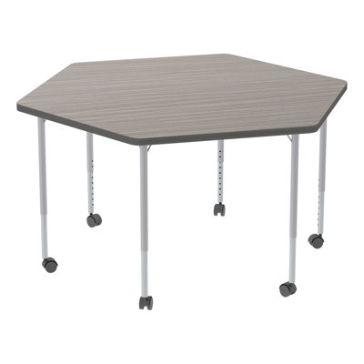 Structure Series Adjustable Height Mobile Hexagon Activity Table with Casters