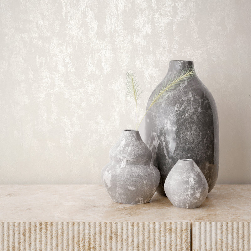 Modern Metallic Texture Wallpaper Roll, Cream