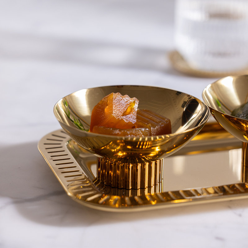 Striations Stainless Steel Nut Bowl, Gold