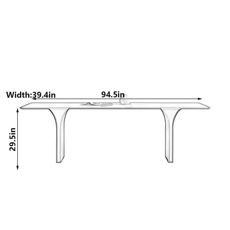 Table de salle à manger Italian, H 29,5 po x L 94,5 po x l 39,4 po