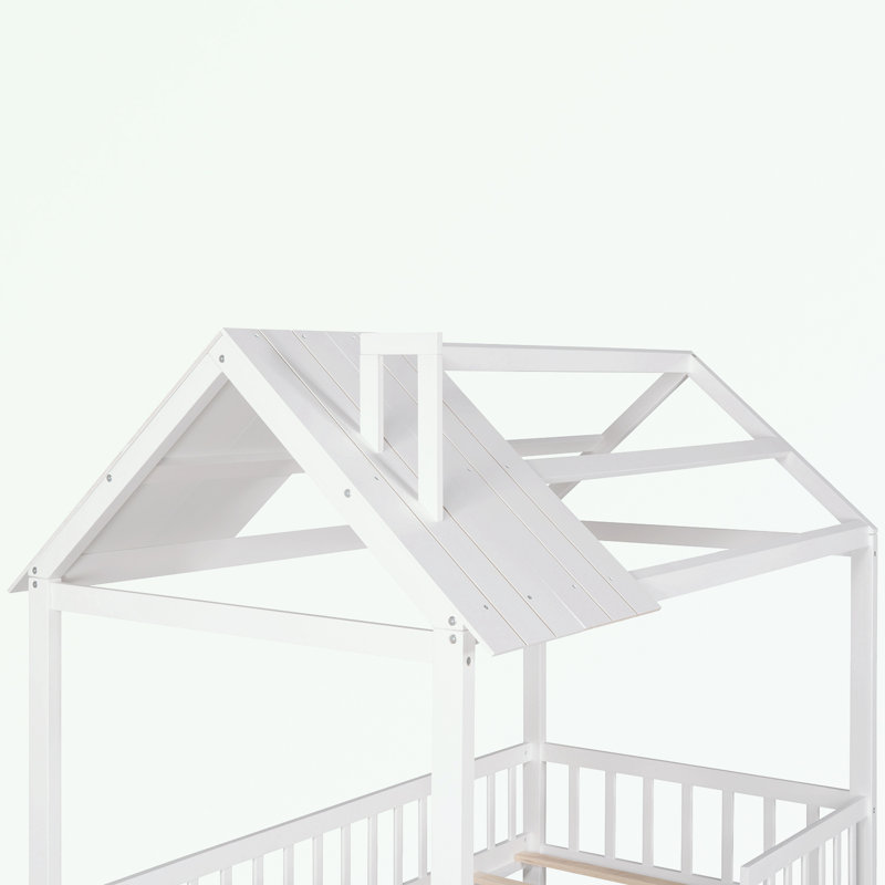Lit simple en bois avec clôture, Blanc