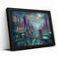 «Rainy Night City Skyline with Moon and Trains», art mural sur toile-133551123
