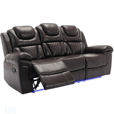 Fauteuil inclinable manuel de cinéma maison avec console centrale, bande lumineuse à DEL et plusieurs ports de charge pour un confort ultime