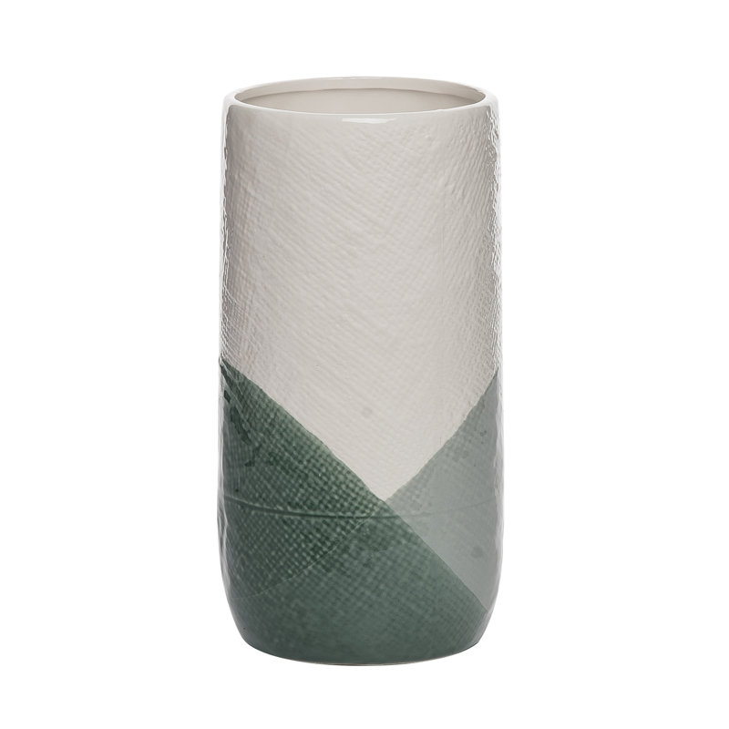 Vase en bloc de couleur vert 10 po