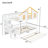 Full Size Wooden House Roof Bunk Bed with Window Door and Roof,Storage Staircase and Trundle,White+Natural-615802005