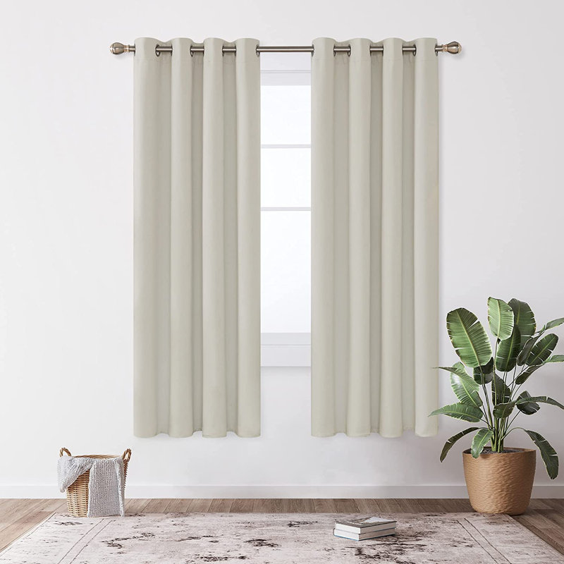 Blackout Door Curtain Pair, Light Beige, 117 W x 183 D cm