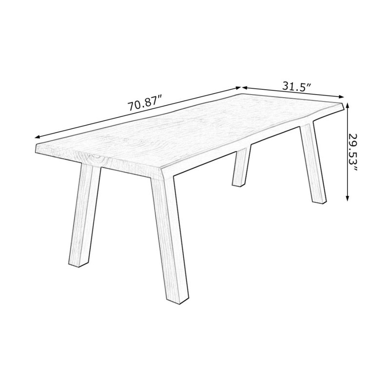 Table de salle à manger de style américain en bois massif rectangulaire, H 29,53 po x L 70,87 po x l 31,5 po