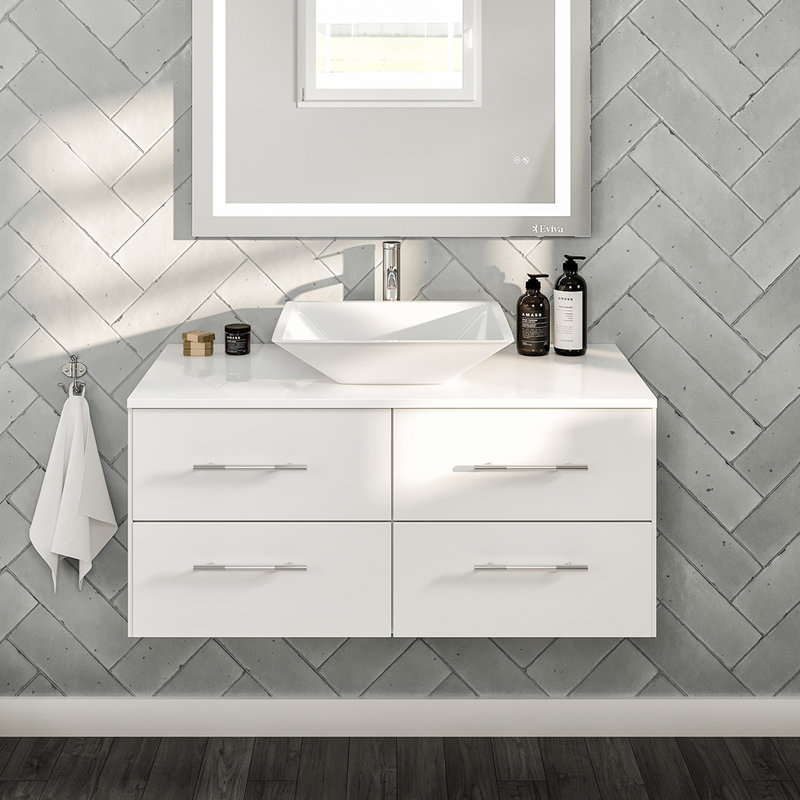 Juarez 36" Wall-Mounted Single Bathroom Vanity Set, White