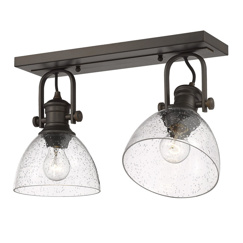 Bales Glass Semi Flush Mount, Seeded Glass, Rubbed Bronze