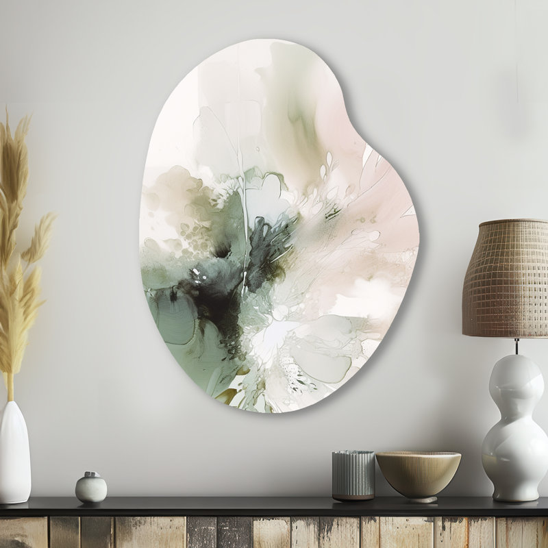 Chett - Impressions métalliques de forme irrégulière en marbre, art mural asymétrique vert en métal, H 38 po x l 28 po