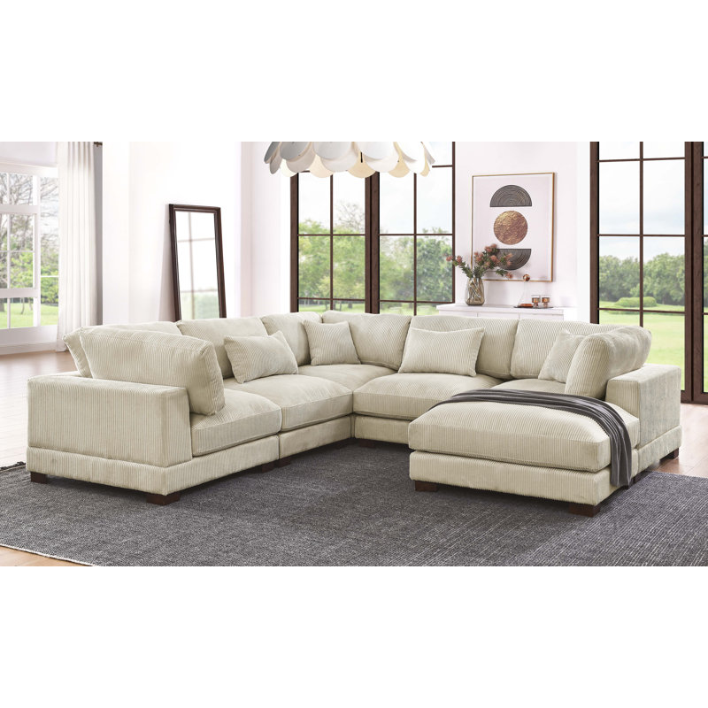 Canapé modulaire Middale, Velours côtelé beige