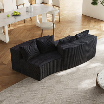 Canapé modulaire incurvé avec quatre coussins Corduroy