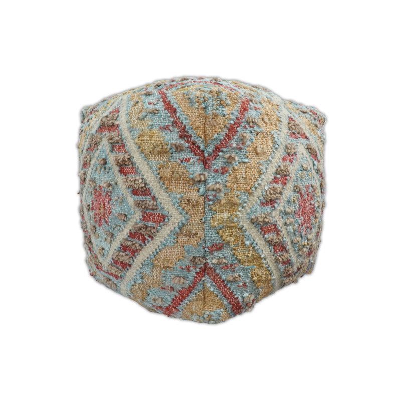 Upholstered Pouf, Mustard Jute