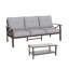 Ensemble de patio extérieur 2 pièces, canapé de patio 70 po en métal toutes saisons à 3 places et table basse rectangulaire, structure kaki avec coussins gris