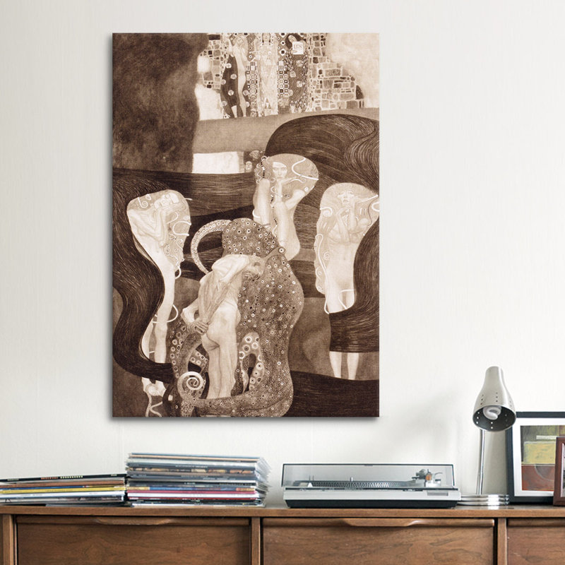 « jurisprudenz » par gustav klimt,, reproduction d’art sur toile, H 18 po x l 12 po x P 1,5 po, Toile tendue, Pas de tapis