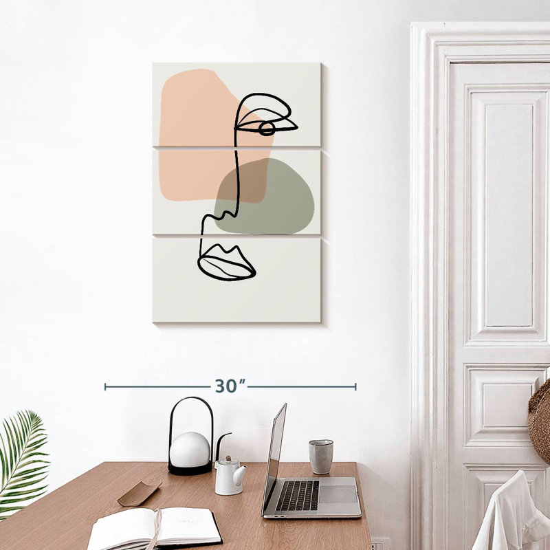 Leisha Abstract Line Face, 32" H x 20" W