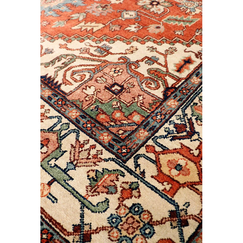 Canvello Serapi Hand-Knotted Rust Wool Area Rug- 6'1" X 8'11", Rectangle 9'3" x 12'