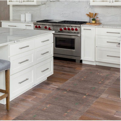 Tapis de couloir gris foncé en laine noué à la main de conception unique 2 pi 6 po x 9 pi 8 po New Age Rossville