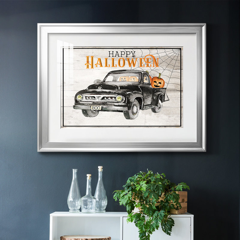 Happy Halloween, impression sur papier encadrée, Argent, H 15 po x l 21 po x P 1,5 po