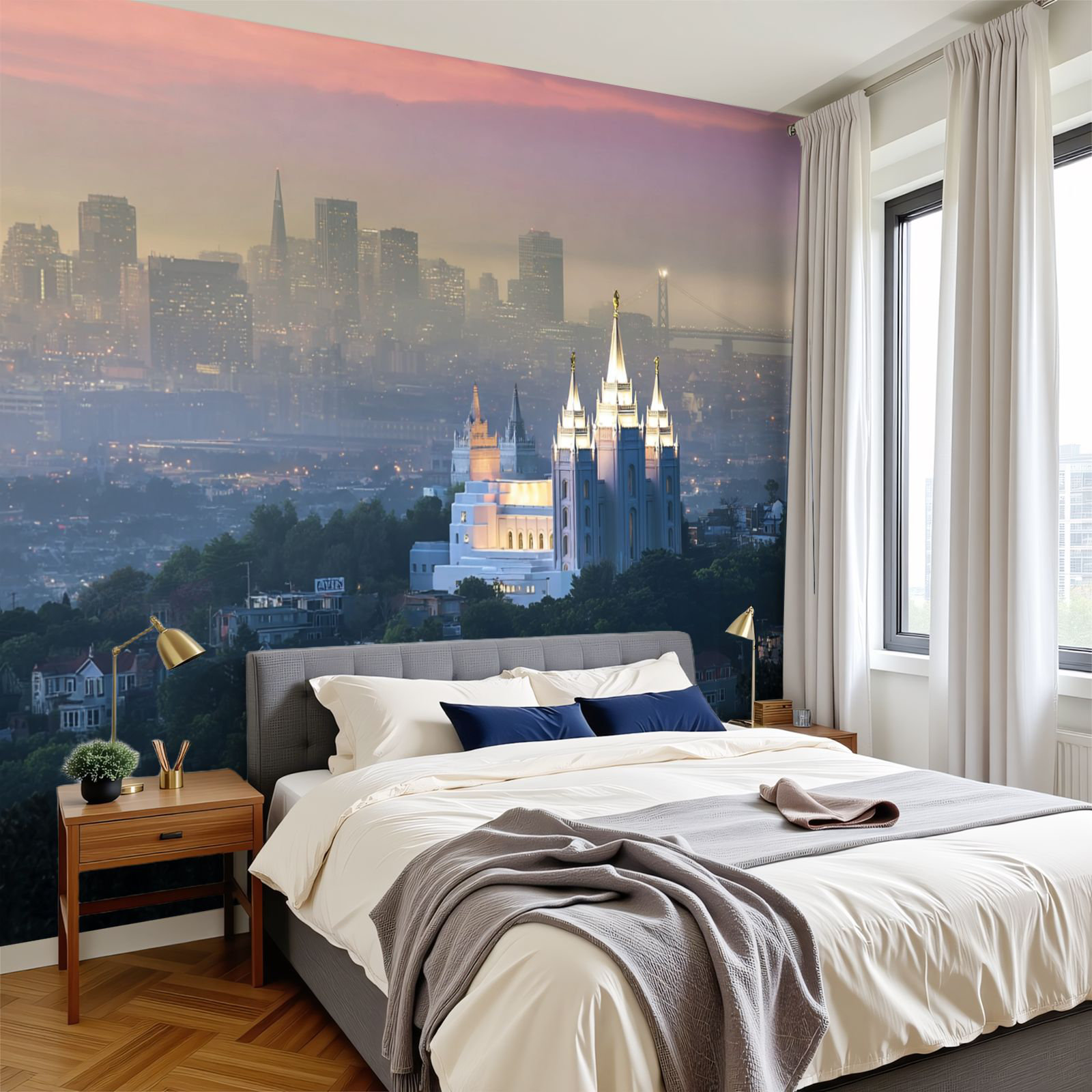 Red Barrel Studio Peel and Stick Wallpaper City Hills Wall Murals 100"H ...