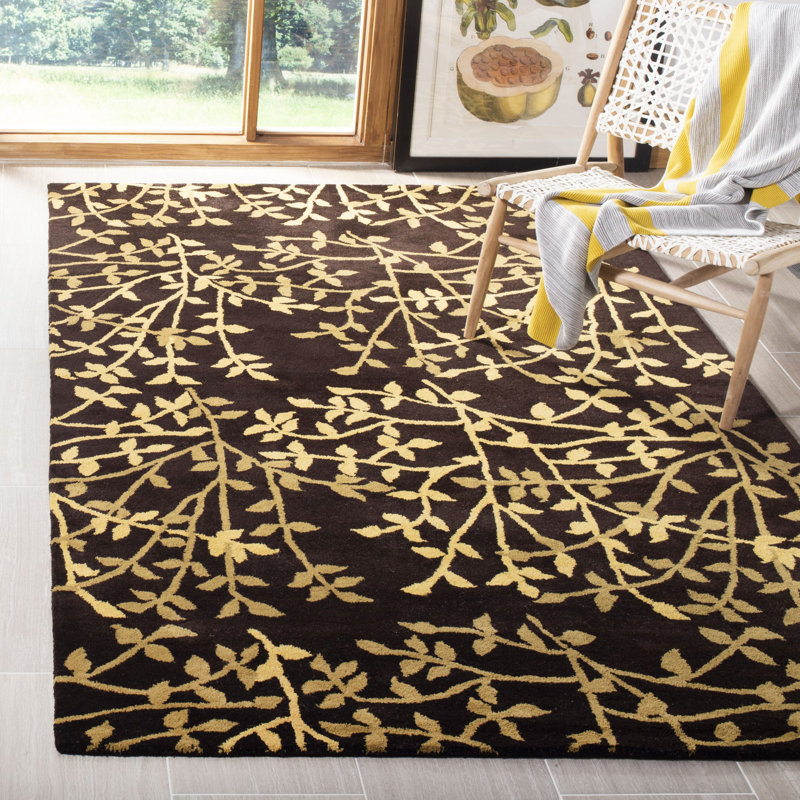 Avayah Soho Hand Tufted Wool And Viscose Floral Rug, Rectangle 5' x 8'