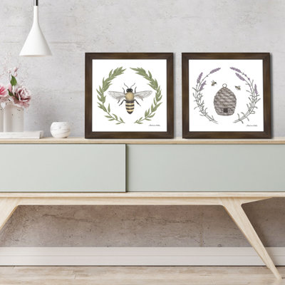 «Happy to Bee Home I» par Sara Zieve Miller, ensemble de 2 reproductions sur papier encadrées