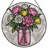 7.8"H Floral Vase Stained Glass Window Panel-1513783780