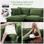 Canapé modulaire en L avec housse en L et repose-pieds modulaire 2 coussins pour le salon | Vert sauge | Chenille