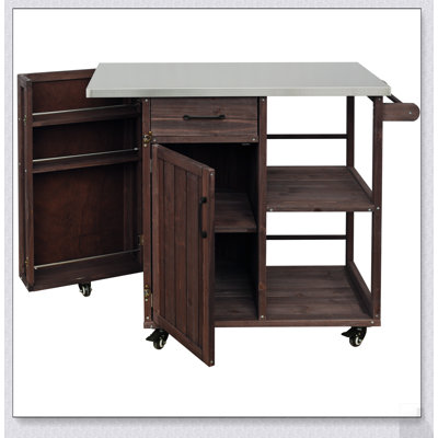 Outdoor Kitchen Island with Stainless Steel Top, Ample Storage, and Towel Racks for Patio and Outdoor Use