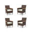 4-Piece All-Weather Brown Rattan Patio Dining Chair