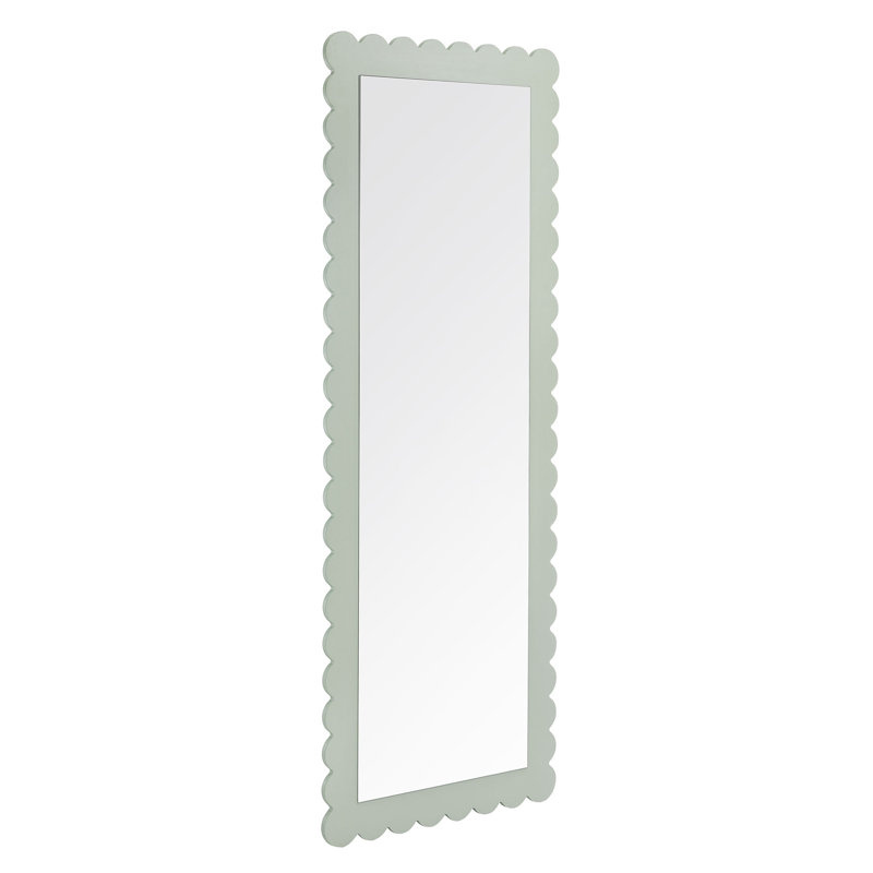 Emmeline Scalloped Rectangle Wall Mirror, Sage, 61.3" x 22.52"