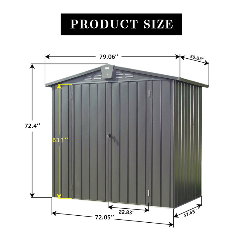 Outdoor Storage Shed, Metal Garden Shed For Bike, Trash Can, Tools, Lawn Mowers,Galvanized Steel Outdoor Storage Cabinet With Lockable Door