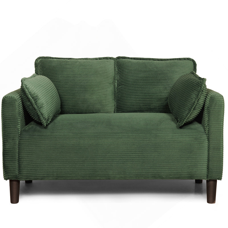 Causeuse en velours côtelé de 48 pouces avec rangement latéral, structure robuste et coussins à rebond élevé pour des espaces de vie compacts.