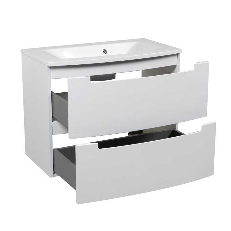 Meuble-lavabo simple avec plateau 22,5 po Jisselle, Blanc ultrabrillant