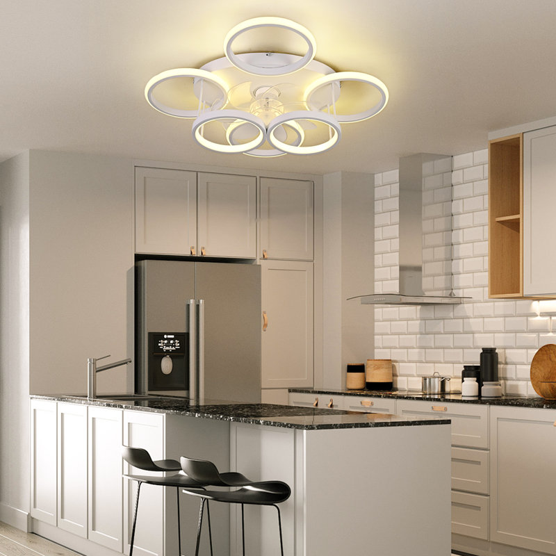 Cashon 63cm 7 - Blade Dimmable LED Ceiling Fan with Remote Control and APP, White