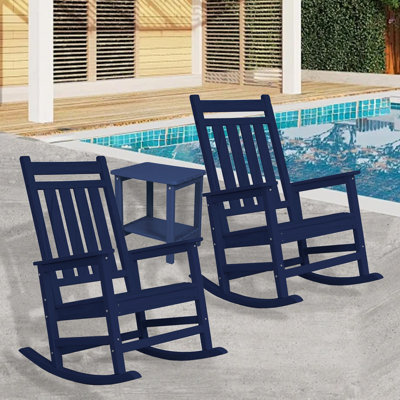 All Weather 3 Piece Rocking Chair Set With Side Table