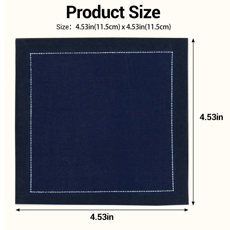 Paquet de 100 serviettes de table en coton 4,5 po x 4,5 po Blue