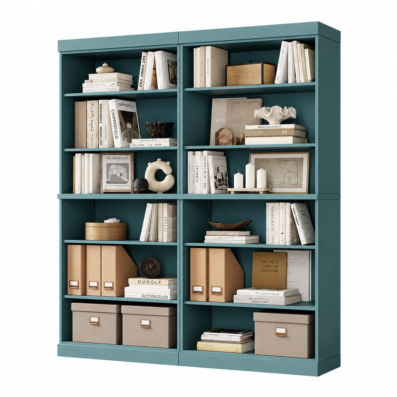 Grande bibliothèque modulaire 100% bois massif avec 12 tablettes réglables, bibliothèque ouverte, l 64 po x H 71,5 po