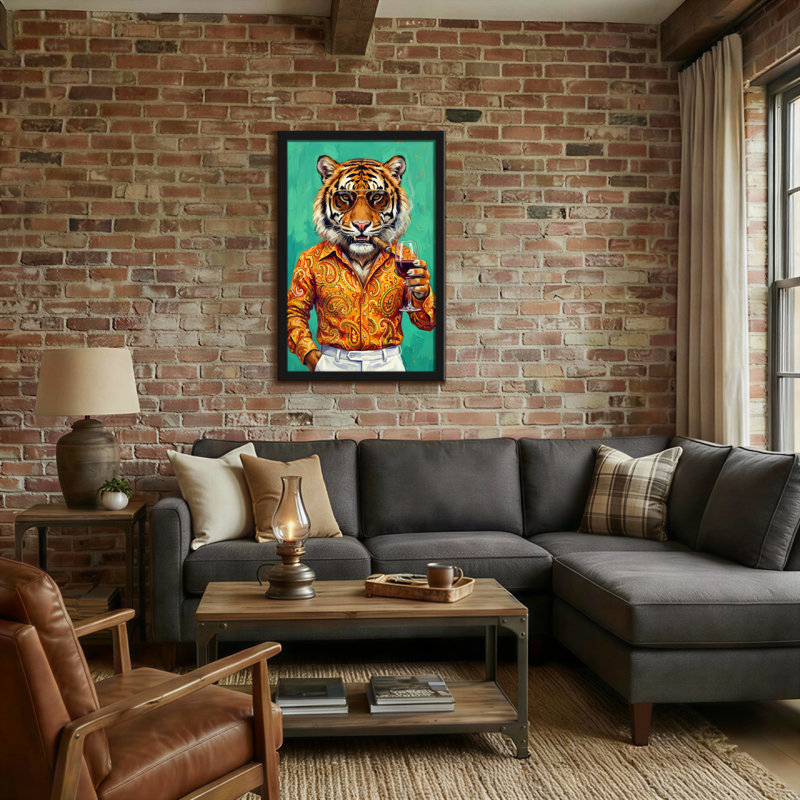 Animaux, tigre et lunettes de soleil, H 36 po x l 24 po