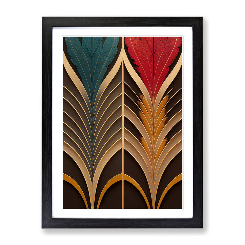 XV1022-4954X Victorious Feather - Print, White, 66cm H x 48cm W, Black Framed