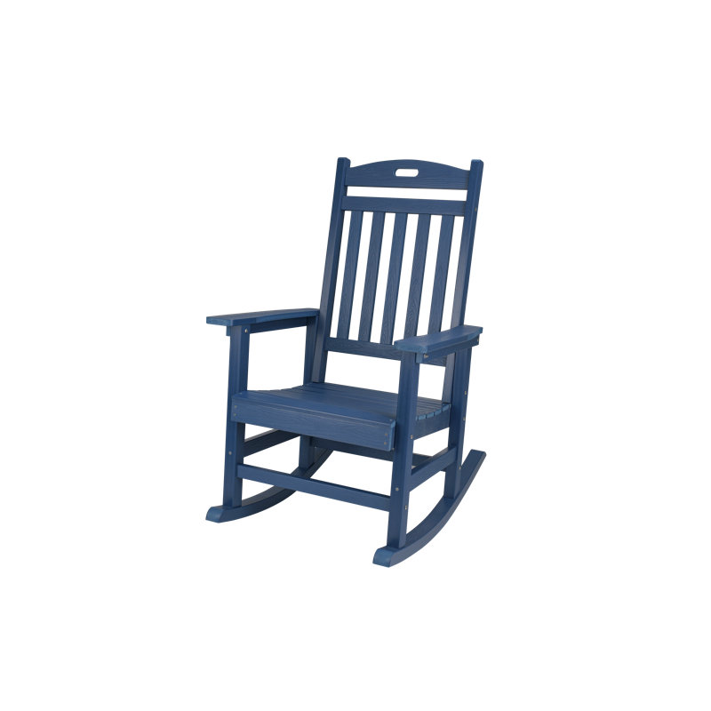 Oversized Outdoor Rocking Chair, All-Weather HIPS Poly Patio Rocker, Heavy Duty 400 lbs Capacity, Big & Tall Comfort with 31" High Backrest for Porch & Backyard, Navy