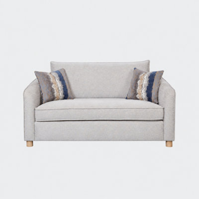Marielle Loveseat – Sand Performance Fabric with Down Pillows & Reversible Cushions | Modern Farmhouse Upholstery