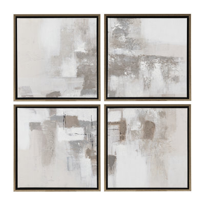 Taupe Escape 4-Piece Neutral Abstract Framed Canvas Wall Art Set