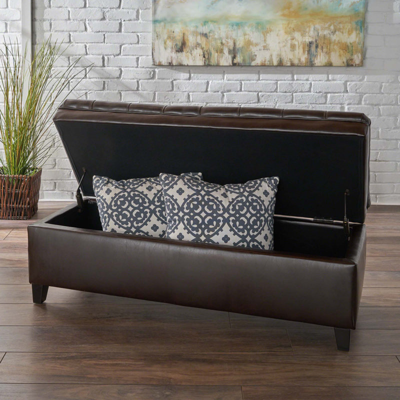 Banc de rangement moderne avec repose-pieds, Brun