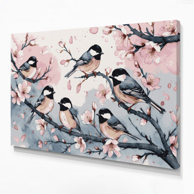 Oiseaux, art mural sur toile, mésange noire