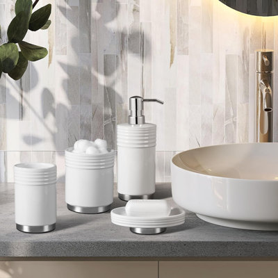 Bathroom Accessory With Metal Base Set 4 Pieces