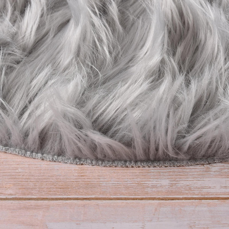 Glendine Faux Sheepskin Indoor Rug, Round 6'