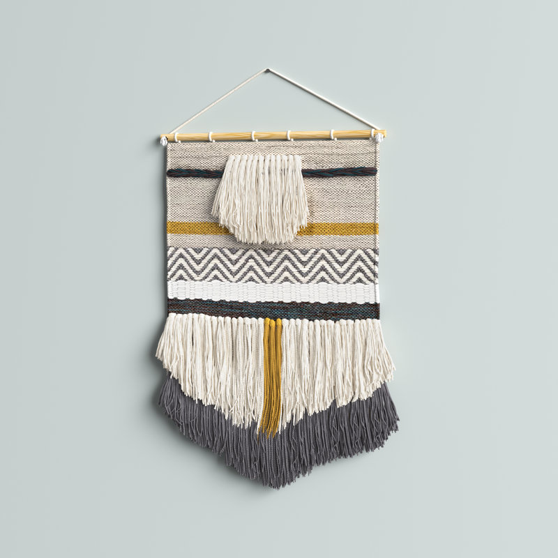 Suspension murale en tissu mélangé avec tige Ziemer, Gris anthracite / beige