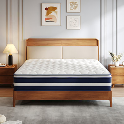 14"Hybrid Spring Mattress – Individually Wrapped Coils With Comfort Foam Layers, Breathable & Supportive For Restful Sleep